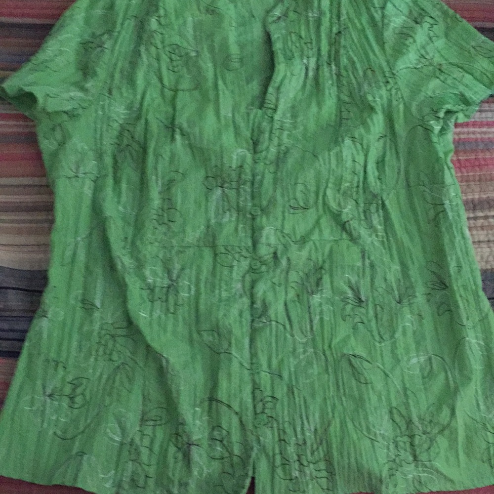 St John’s Bay green mandarin collar blouse